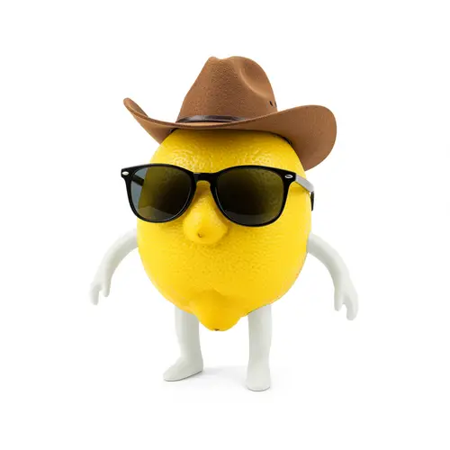 Yellow Lemon with Sunglasses and Cowboy Hat