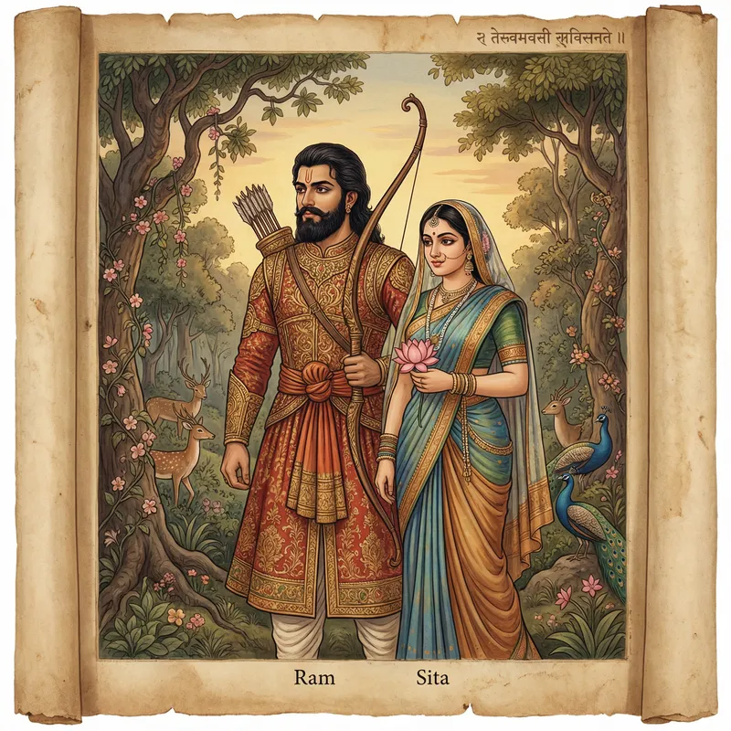 Ram and Sita Indian Mythology Artwork