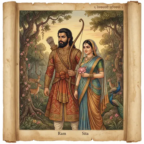 Ram and Sita Indian Mythology Painting