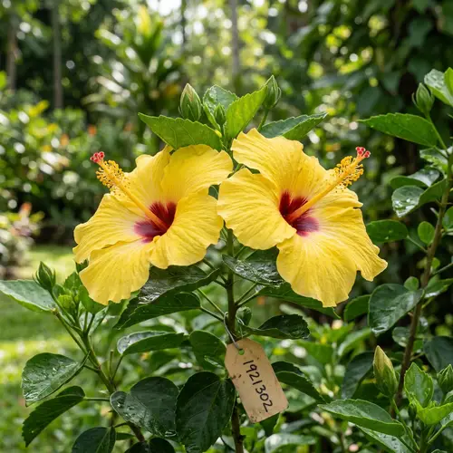 Two Stunning Yellow Hibiscus Flowers