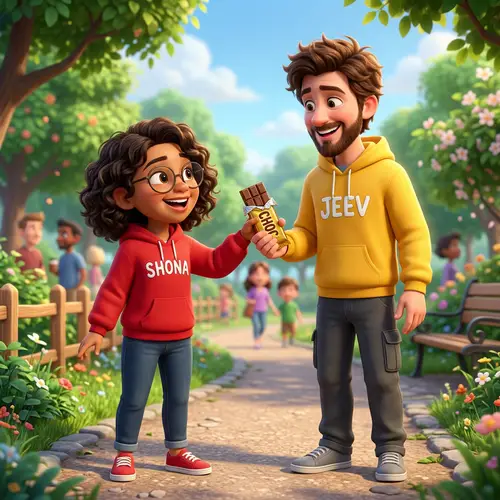 3D Cartoon Character Short Girl & Boy | Shona & Jeev | Friendly Scene