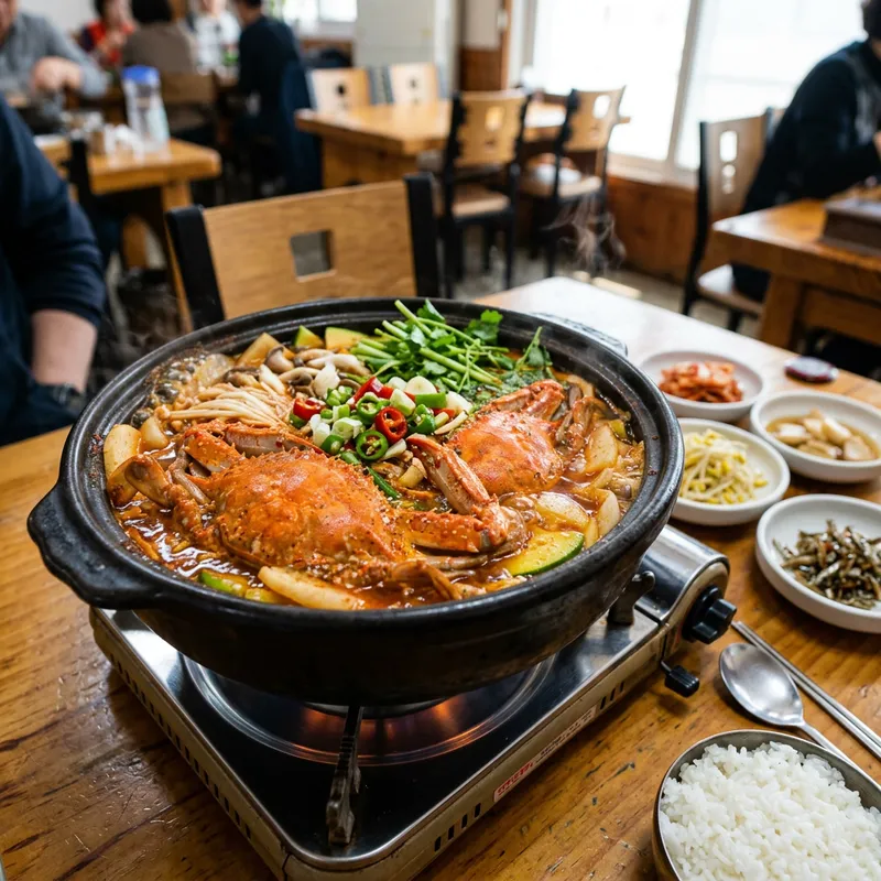 Delicious 꽃게탕: A Korean Soft-Shelled Crab Soup