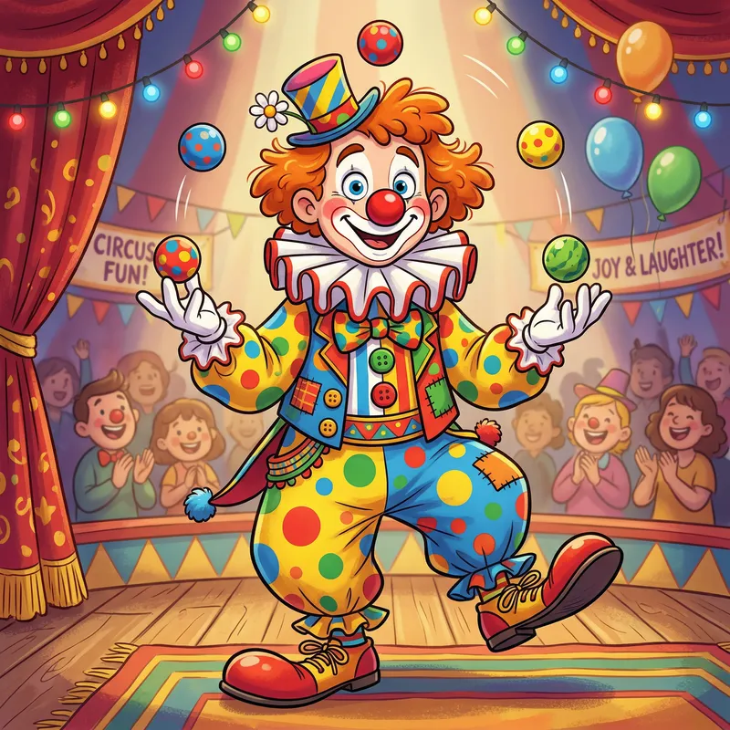 Colorful Cartoon Clown Fun