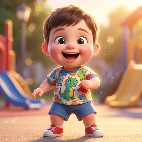 Pixar-Style 3D Cartoon of a Happy Boy