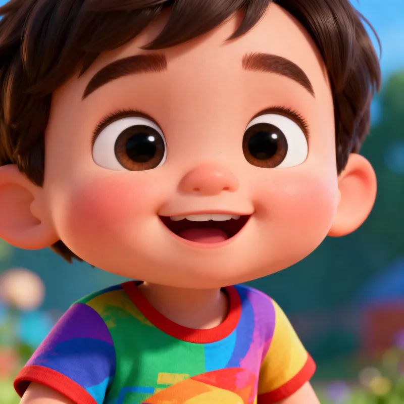 Pixar-Style 3D Cartoon of a Happy Boy