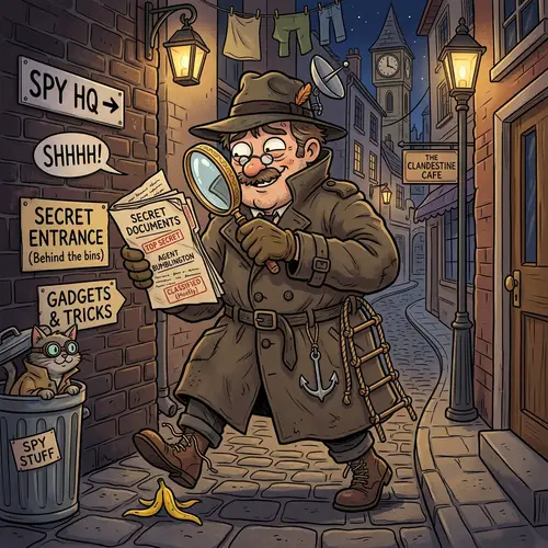 Funny Cartoon Spy: Full Body Sketch