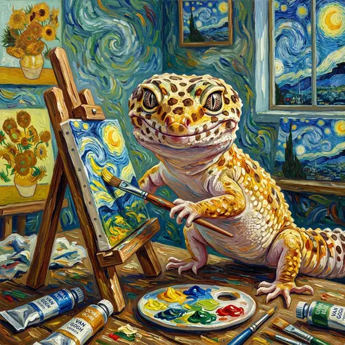Leopard Gecko Art in Van Gogh Style