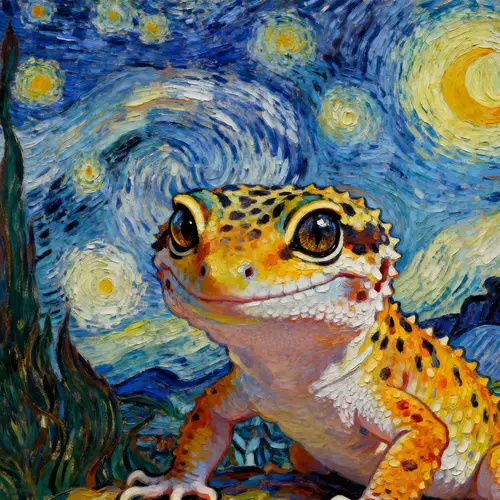 Leopard Gecko Art in Van Gogh Style