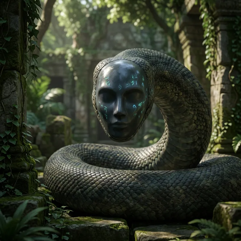 Enigmatic Serpent with Anonymous Face