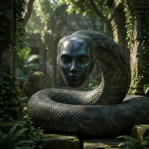 Enigmatic Serpent with Anonymous Face