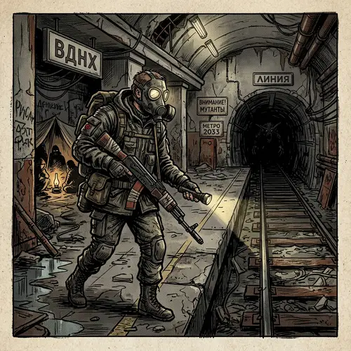 Metro 2033 Comic Art: Stalker in a Dark Tunnel