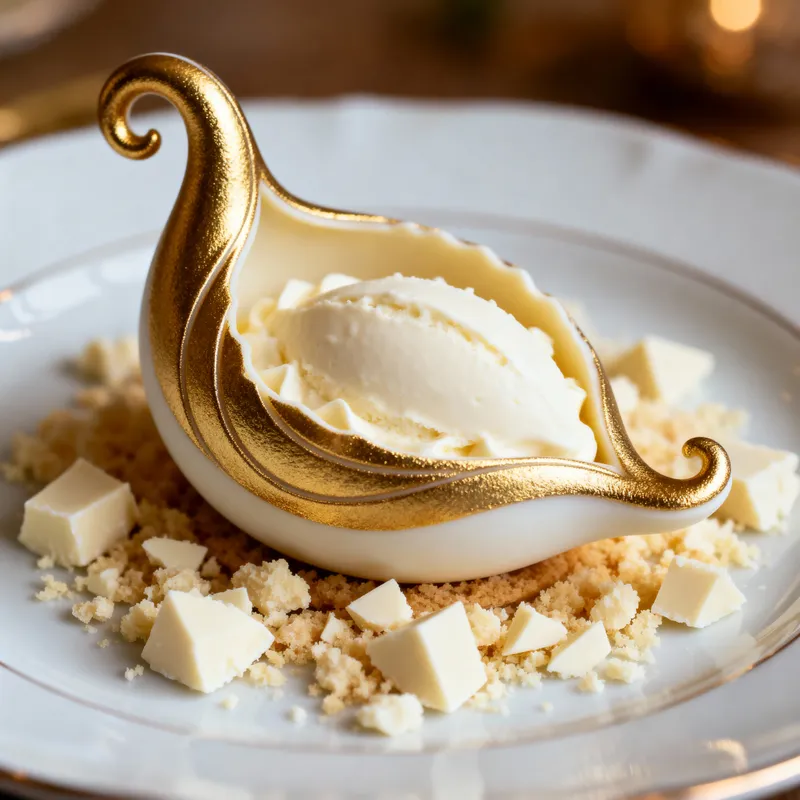 Gold Snitch Dessert with White Chocolate Crumble