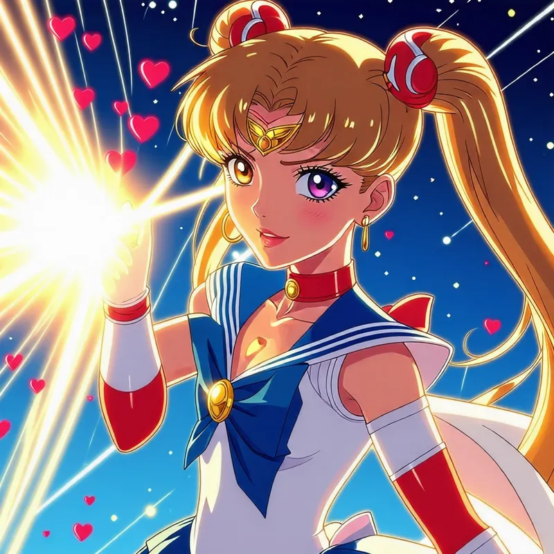 Sailor Moon's Powerful Heart Lighting Attack