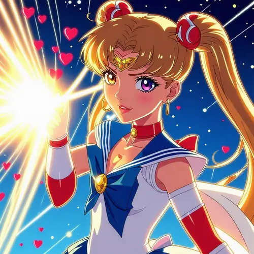 Sailor Moon's Powerful Heart Lighting Attack