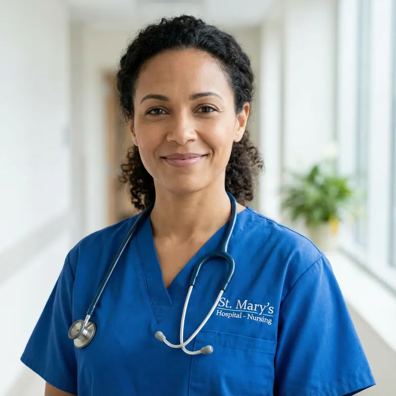 Caring Nurse Headshot in Medical Scrubs