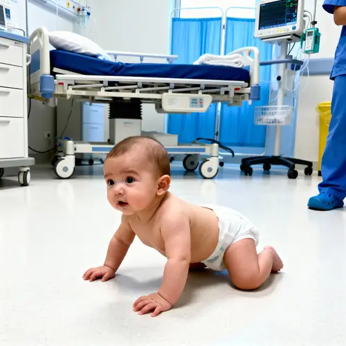 Cute Baby Crawling in Maternity Ward