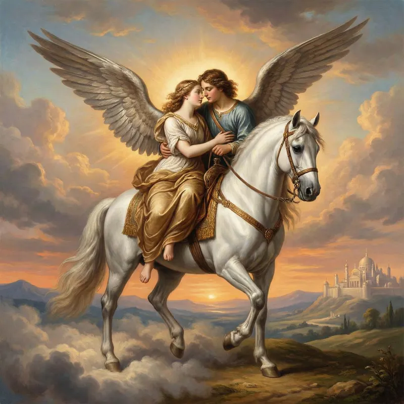Loving Angels on a White Horse