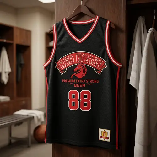Basketball Jersey with Red Horse & Fundador Design