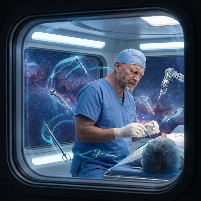 Space Surgery: Zero-Gravity Operation by Skilled Male Surgeon