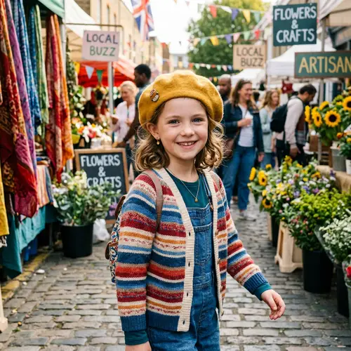 Cute Girl in Stylish Hat and Bright Smile