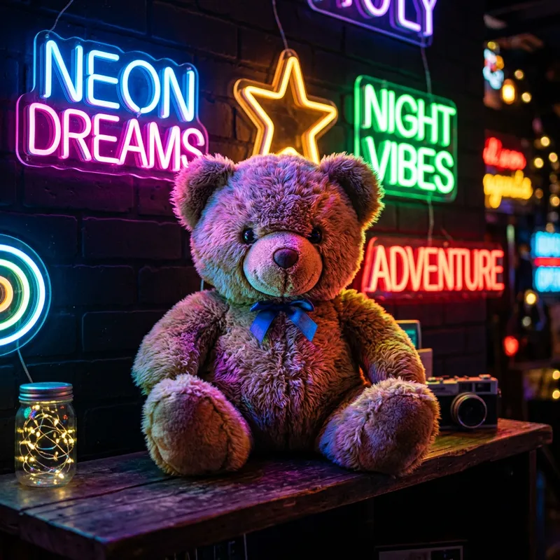Neon Teddy Bear | Unique and Playful Decor