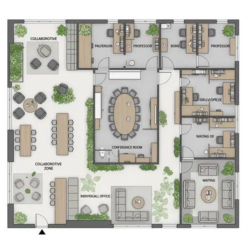 Modern Collaborative Floor Plan for Faculty Spaces