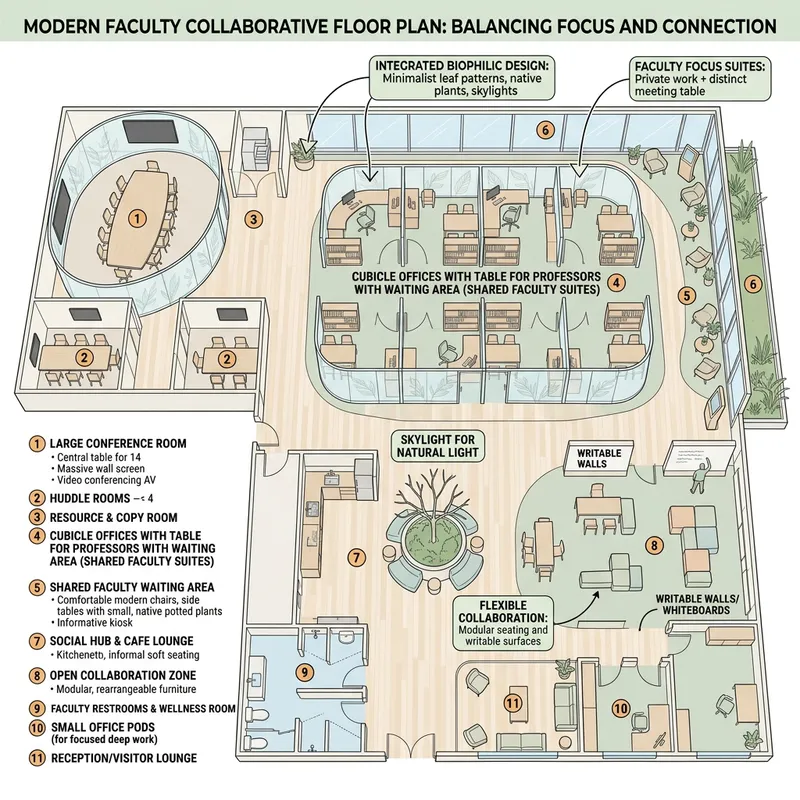 Modern Collaborative Floor Plan for Faculty Spaces