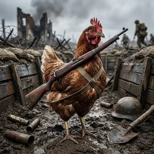 Realistic Chicken Warrior with Gun