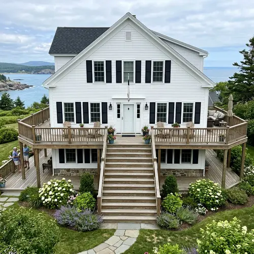 Elegant Deck Design with Central Stairs