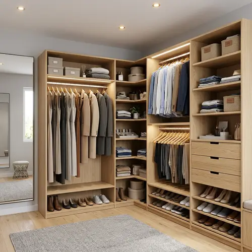 Stylish L-Shaped Walk-In Closet Design Ideas