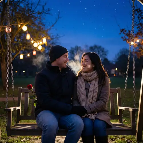 Romantic Scene Under Star-Filled Sky in Beautiful Park