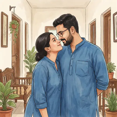 Harmonious South Indian Tamil Couple Sharing Gentle Kiss