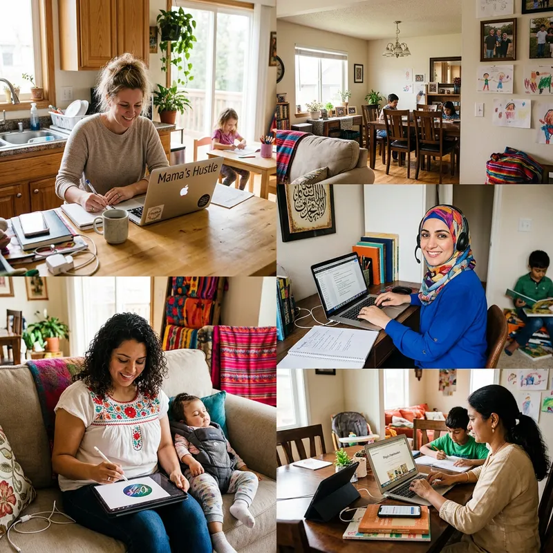 Stay-at-Home Moms Making Money Online - Diverse Mothers Multitasking