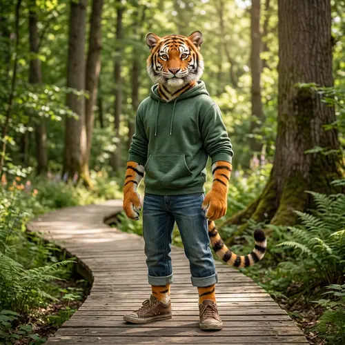 Young Anthropomorphic Tiger: A Stunning Display of Natural Beauty