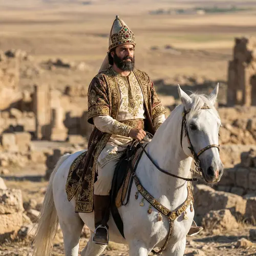 Ancient Persian Leader on Majestic Horse