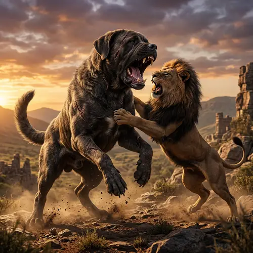 Colossal Dog vs Lion - Epic Battle