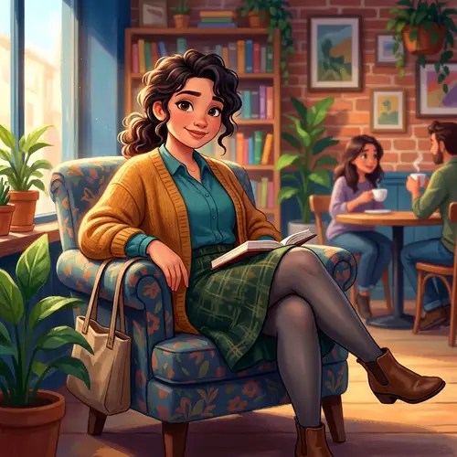 Vibrant Animation-Style Artwork of Young Woman in Silk Stockings