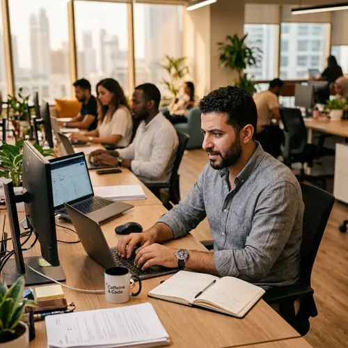 Middle-Eastern Man Working at Desk