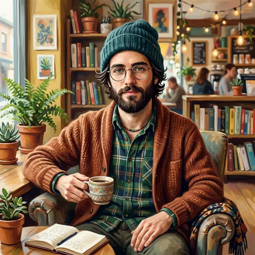 Vibrant Hipster Portrait: Digital Art Inspiration