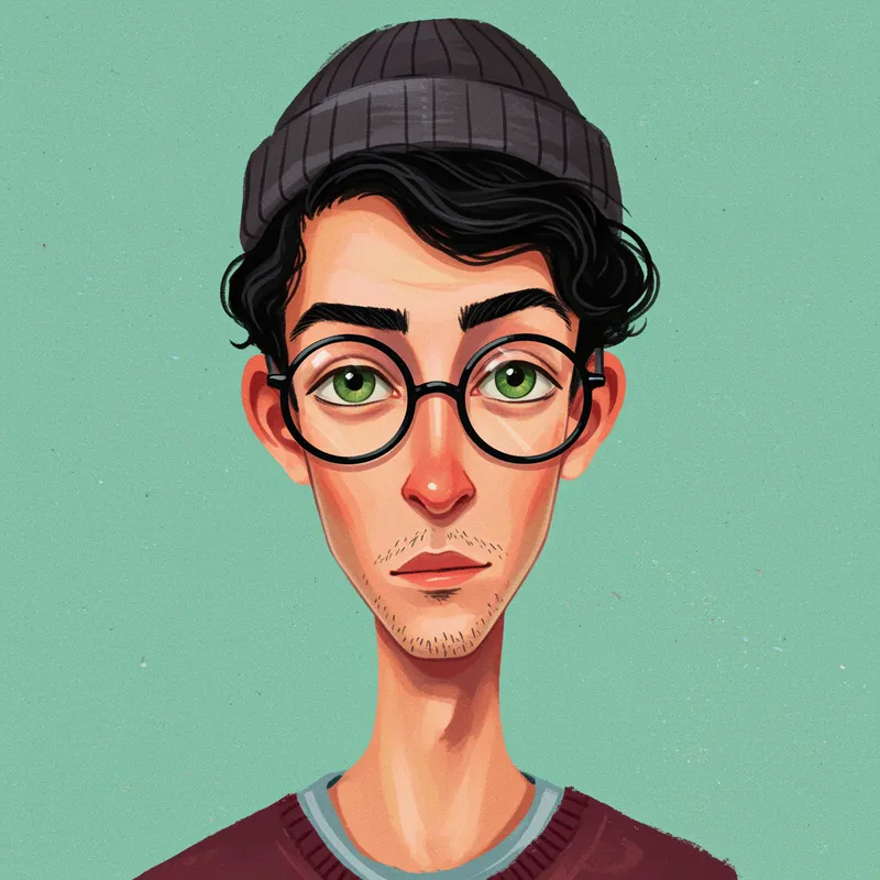Vibrant Hipster Portrait: Digital Art Inspiration