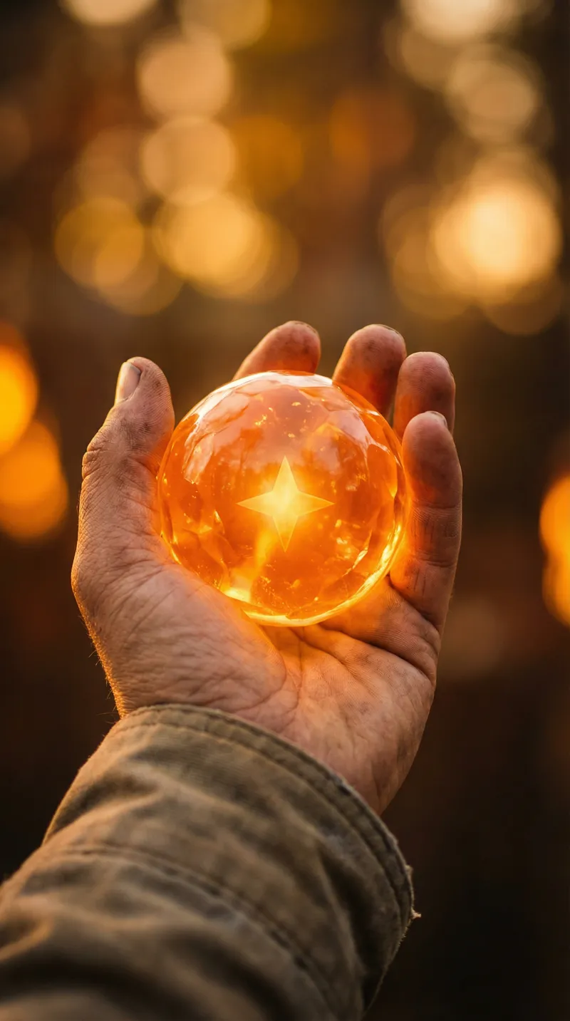 Glowing Orange Dragon Ball in Hand | Cinematic Mood