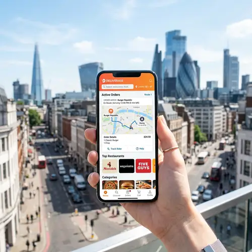 Modern Smartphone-Based Delivery App Interface | Food Orders, Maps & More