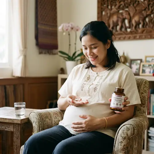 Thai Pregnant Woman Ensuring Good Nutrition | Calcium Supplement