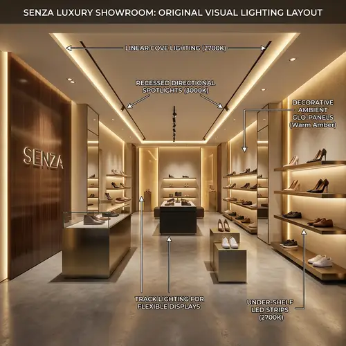 Luxury Shoe Showroom Lighting Design | Senza