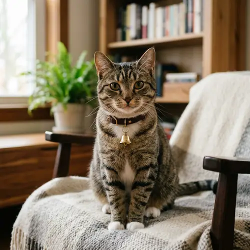 Cat with Bell Around Its Neck - Cute and Playful