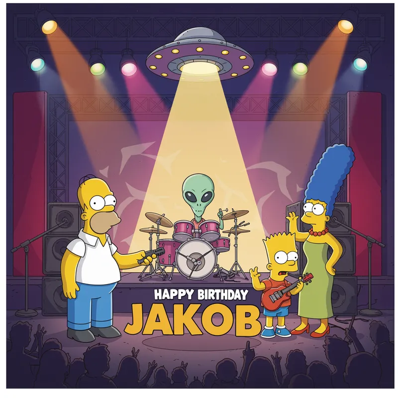 Funny Birthday Card for Jakob - Simpsons & Rockstars