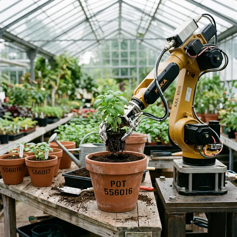 Industrial Robotic Hand Planting Plant in Pot