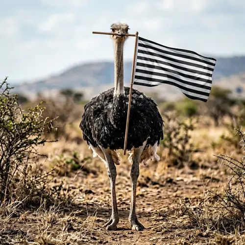 Proud Ostrich with Heterosexual Flag | Symbol of National Identity