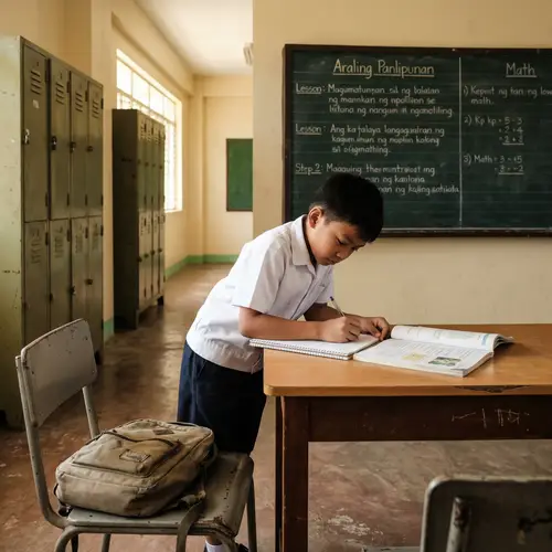 Determined Filipino Kid Exceling in School