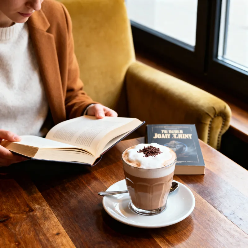 Reading a Book with Cappuccino at a Café